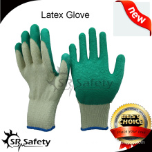 SRSAFETY 2016 new style 10g polyester yellow liner latex glove working glove household safety gloves